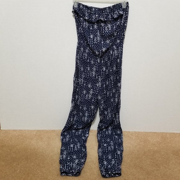 Hollister jumpsuit Small strapless geometric Aztec tribal print ruffle boho - Picture 1 of 12